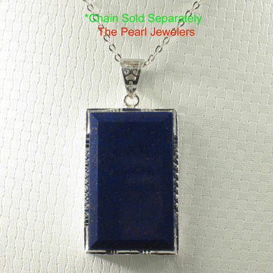 Solid Sterling Silver Rectangle Lapis Lazuli Pendant