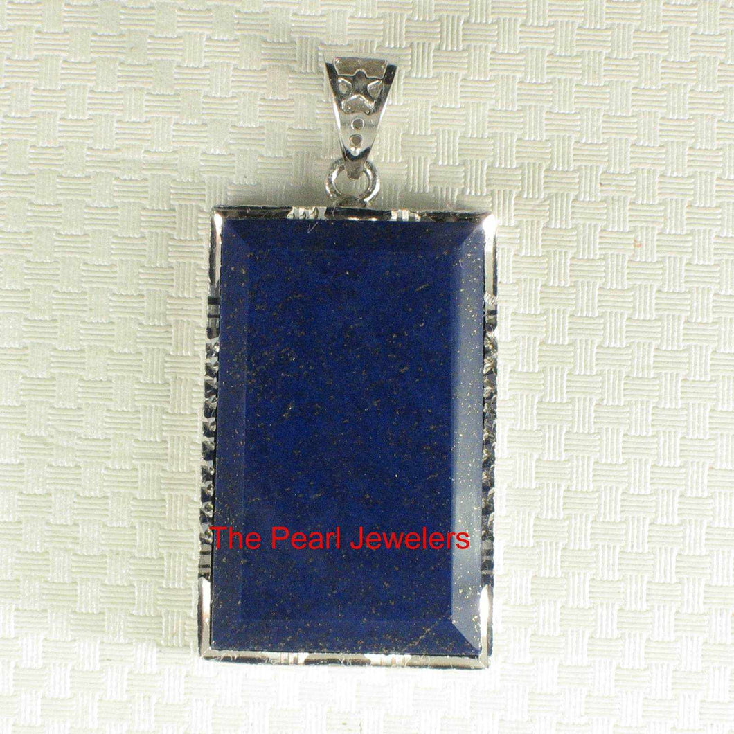 Solid Sterling Silver Rectangle Lapis Lazuli Pendant