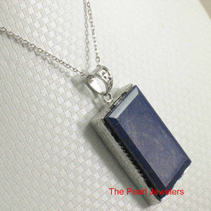 Solid Sterling Silver Rectangle Lapis Lazuli Pendant