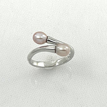 Load image into Gallery viewer, Solid Sterling Silver .925 Twin Pink Freshwater Pearl Cocktail Ring
