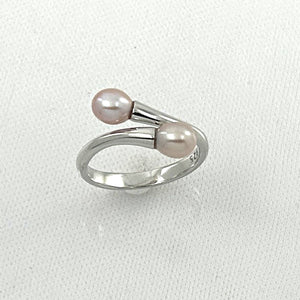 Solid Sterling Silver .925 Twin Pink Freshwater Pearl Cocktail Ring