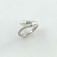 Load image into Gallery viewer, Solid Sterling Silver .925 Twin White Cream Freshwater Pearl Cocktail Ring