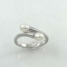 Load image into Gallery viewer, Solid Sterling Silver .925 Twin White Cream Freshwater Pearl Cocktail Ring