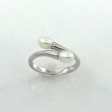 Load image into Gallery viewer, Solid Sterling Silver .925 Twin White Cream Freshwater Pearl Cocktail Ring