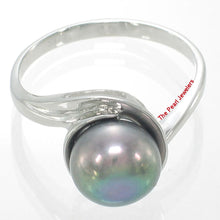 Load image into Gallery viewer, Solid Sterling Silver .925 Black-Gray Freshwater Pearl Solitaire Ring