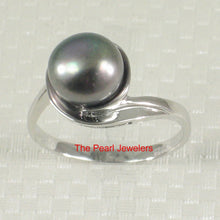 Load image into Gallery viewer, Solid Sterling Silver .925 Black-Gray Freshwater Pearl Solitaire Ring