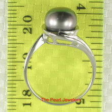 Load image into Gallery viewer, Solid Sterling Silver .925 Black-Gray Freshwater Pearl Solitaire Ring
