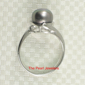 Solid Sterling Silver .925 Black-Gray Freshwater Pearl Solitaire Ring