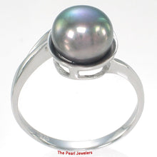 Load image into Gallery viewer, Solid Sterling Silver .925 Black-Gray Freshwater Pearl Solitaire Ring
