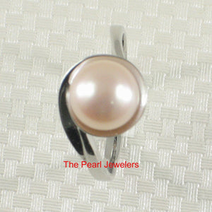 Solid Sterling Silver .925 Pink-Peach Freshwater Pearl Solitaire Ring