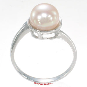 Solid Sterling Silver .925 Pink-Peach Freshwater Pearl Solitaire Ring