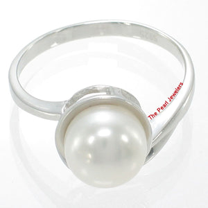 Solid Sterling Silver .925 White Freshwater Pearl Solitaire Ring