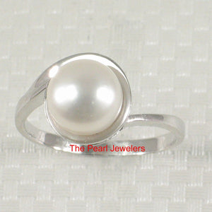 Solid Sterling Silver .925 White Freshwater Pearl Solitaire Ring