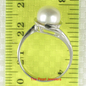 Solid Sterling Silver .925 White Freshwater Pearl Solitaire Ring