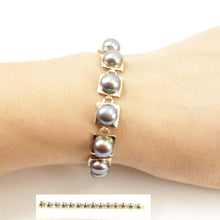 Load image into Gallery viewer, 14k Solid Yellow Gold Stationary 9mm Black Cultured Pearl Bracelet