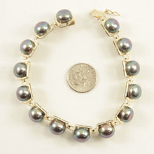 Load image into Gallery viewer, 14k Solid Yellow Gold Stationary 9mm Black Cultured Pearl Bracelet