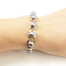 Load image into Gallery viewer, 14k Solid Yellow Gold Stationary 9mm Black Cultured Pearl Bracelet