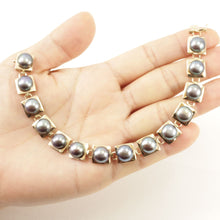 Load image into Gallery viewer, 14k Solid Yellow Gold Stationary 9mm Black Cultured Pearl Bracelet