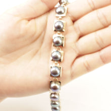 Load image into Gallery viewer, 14k Solid Yellow Gold Stationary 9mm Black Cultured Pearl Bracelet
