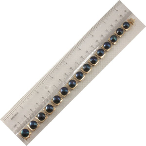 14k Solid Yellow Gold Stationary 9mm Black Cultured Pearl Bracelet