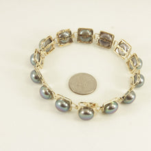 Load image into Gallery viewer, 14k Solid Yellow Gold Stationary 9mm Black Cultured Pearl Bracelet