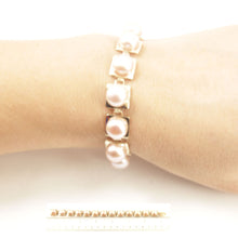 Load image into Gallery viewer, 14k Solid Yellow Gold Stationary 9mm Pink Cultured Pearl Bracelet