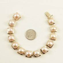 Load image into Gallery viewer, 14k Solid Yellow Gold Stationary 9mm Pink Cultured Pearl Bracelet