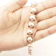 Load image into Gallery viewer, 14k Solid Yellow Gold Stationary 9mm Pink Cultured Pearl Bracelet
