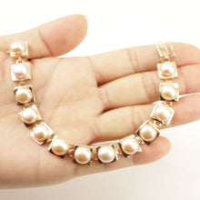 Load image into Gallery viewer, 14k Solid Yellow Gold Stationary 9mm Pink Cultured Pearl Bracelet