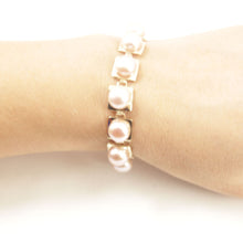 Load image into Gallery viewer, 14k Solid Yellow Gold Stationary 9mm Pink Cultured Pearl Bracelet