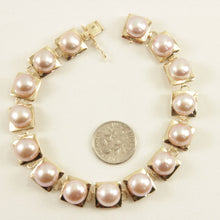 Load image into Gallery viewer, 14k Solid Yellow Gold Stationary 9mm Pink Cultured Pearl Bracelet