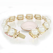 Load image into Gallery viewer, 14k Solid Yellow Gold Stationary 9mm White Cultured Pearl Bracelet