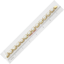 Load image into Gallery viewer, 14k Solid Yellow Gold Stationary 9mm White Cultured Pearl Bracelet