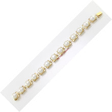 Load image into Gallery viewer, 14k Solid Yellow Gold Stationary 9mm White Cultured Pearl Bracelet