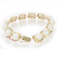 Load image into Gallery viewer, 14k Solid Yellow Gold Stationary 9mm White Cultured Pearl Bracelet