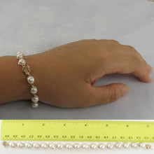 Load image into Gallery viewer, 14k Solid Yellow Gold Stationary White Pearl Bracelet with “FU” Clasp