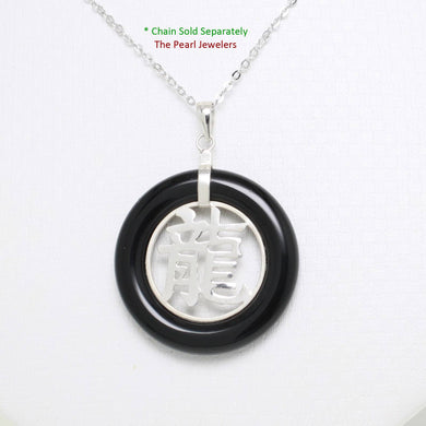 Solid Sterling Silver 925 Dragon Black Onyx Ring Pendant