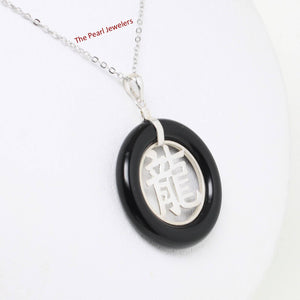 Solid Sterling Silver 925 Dragon Black Onyx Ring Pendant