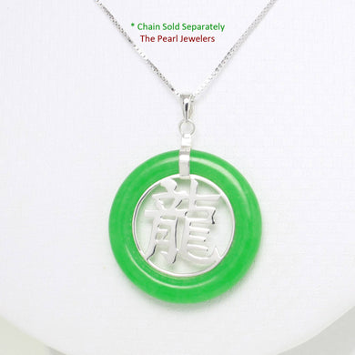 Solid Sterling Silver 925 Dragon Green Jade Ring Pendant