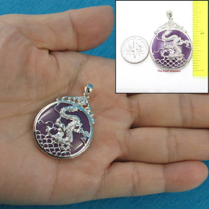 Solid Sterling Silver 925 Dragon Carving Lavender Jade Pendant