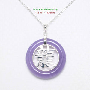 Solid Sterling Silver 925 Dragon Lavender Jade Ring Pendant