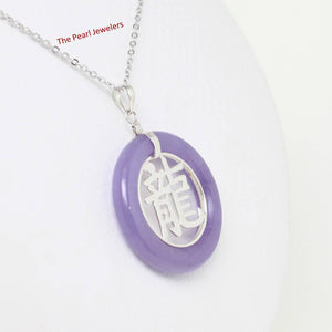 Solid Sterling Silver 925 Dragon Lavender Jade Ring Pendant