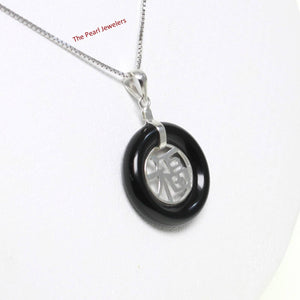 Solid Sterling Silver .925 Good Fortune Black Onyx Ring Pendant