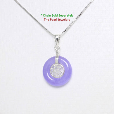 Solid Sterling Silver .925 Good Fortune Lavender Jade Ring Pendant