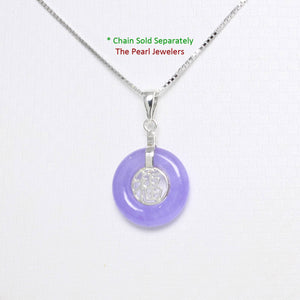 Solid Sterling Silver .925 Good Fortune Lavender Jade Ring Pendant