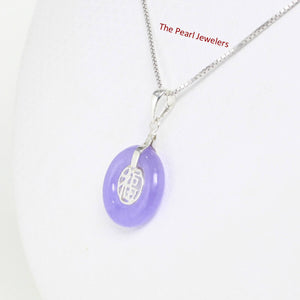 Solid Sterling Silver .925 Good Fortune Lavender Jade Ring Pendant
