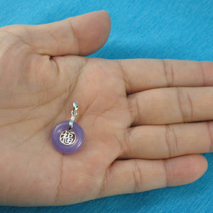 Solid Sterling Silver .925 Good Fortune Lavender Jade Ring Pendant
