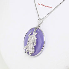 Load image into Gallery viewer, Solid Sterling Silver 925 Guan Gong Cabochon Lavender Jade Pendant