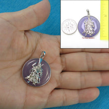 Load image into Gallery viewer, Solid Sterling Silver 925 Guan Gong Cabochon Lavender Jade Pendant