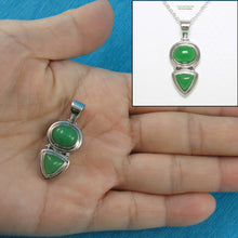 Load image into Gallery viewer, Solid Sterling Silver 925 Oval &amp; Triangle Green Jade Pendant